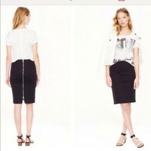 J. Crew Black Scuba Zippered Pencil Skirt